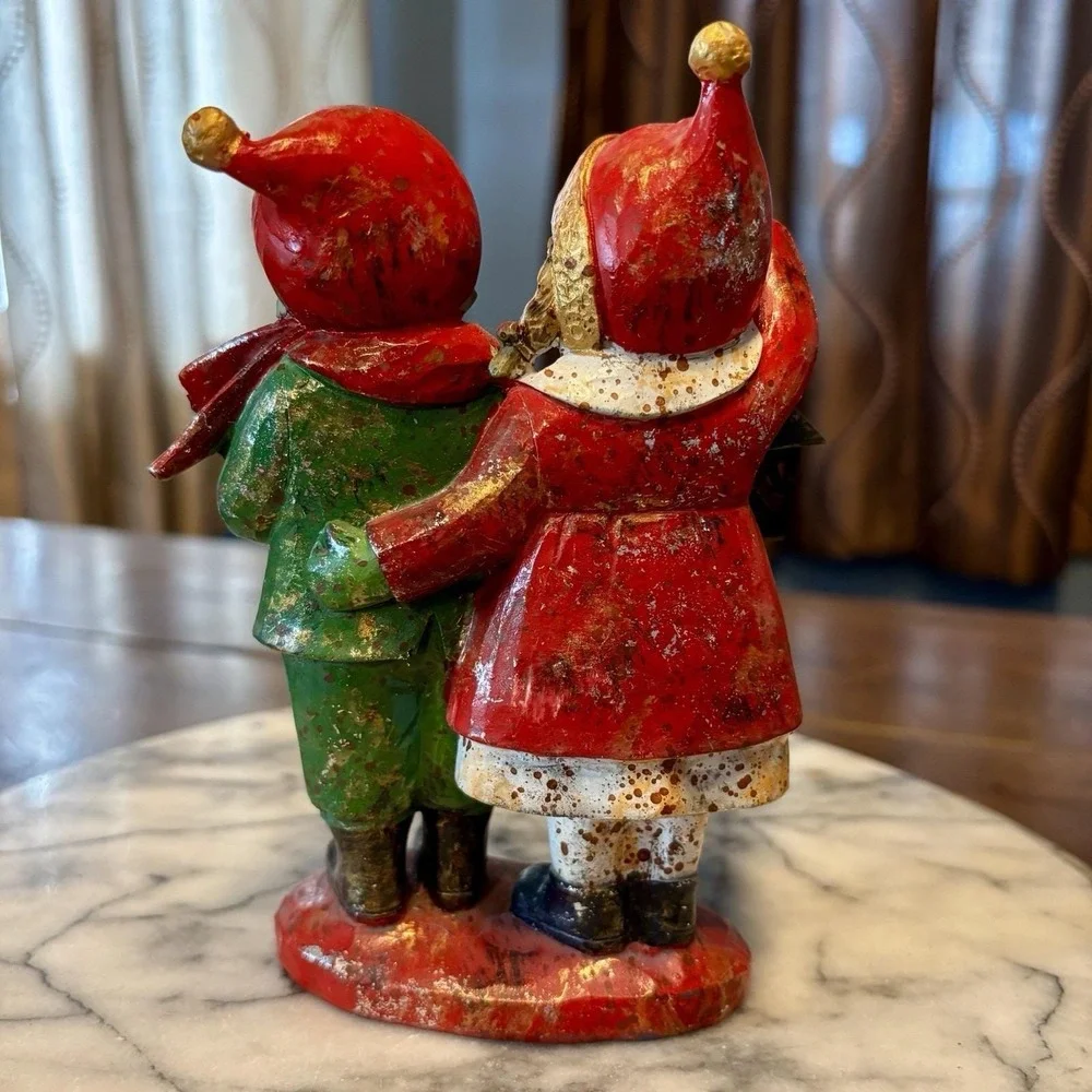 VTG‎ Christmas Caroling Figurine Children Singing Carols Lantern Charles Dickens